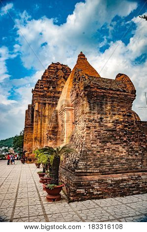 The towers of Po Nagar near Nha Trang in Vietnam. Towers were built by the Cham civilization