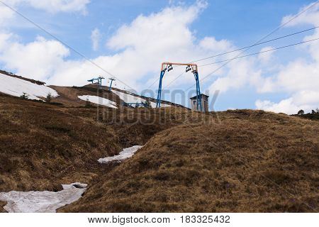 ski lift in the mountains Karpatian Dagodrat Ukraine