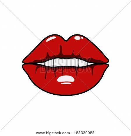Vector blood lips sexy female. Halloween card
