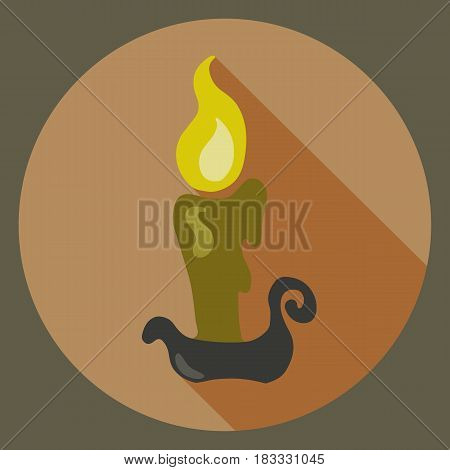 Colorful Candle with shadow for halloween poster or card