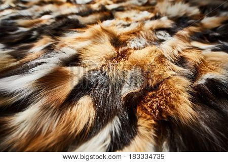 Bed cover made of natural fur background