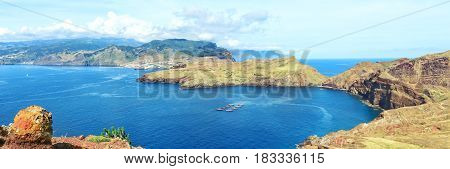 trekking to Sao Lourenco. Amazing cliff view panorama, Madeira island, Portugal