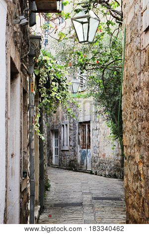 Old town, Budva. Montenegro. Old street in Budva