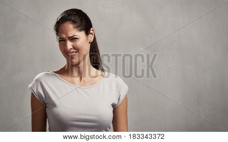 Girl disgusted face expression