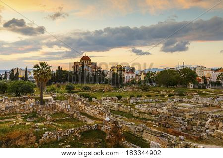 Archaeological site of Kerameikos on the edge of the old town of Athens, Greece.