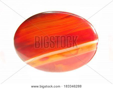 round carnelian crystal geological red quartz isolated