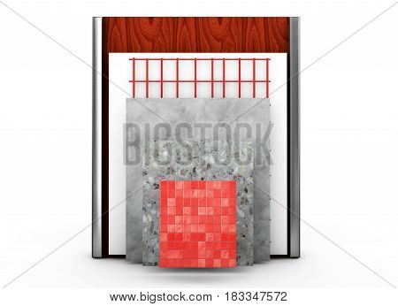 3d render thermal insulation of walls Polystyrene, Heating, Blind, Dowels, Polyurethane,