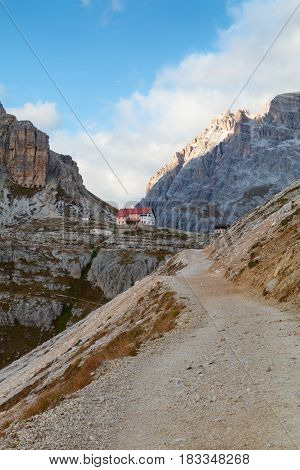 Beautiful mountains and mountain peaks of the Dolomites in Italy. National Park Tre Cime di Lavaredo