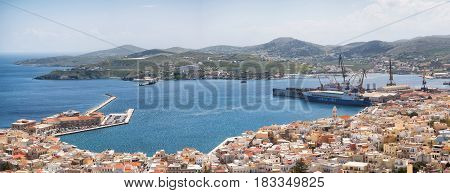 Syros Town In A Sunny Day