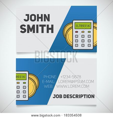 Business Card Print Vector Photo Free Trial Stock Business Card Print Template With Calculator And Coins Logo Accountant Financial Yst Stationery