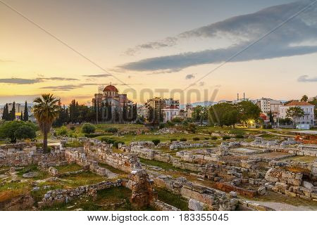 Archaeological site of Kerameikos on the edge of the old town of Athens, Greece.
