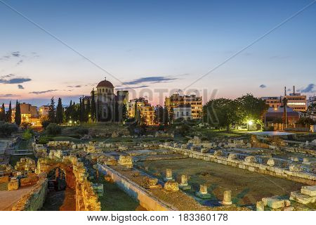 Archaeological site of Kerameikos on the edge of the old town of Athens, Greece.