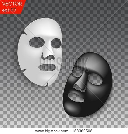 Realistic facial cosmetic sheet mask on transparent background