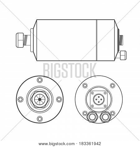 Vector Electric Motor Outline Illustration.