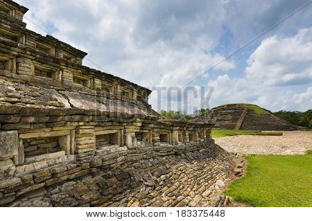 Detail of a pyramid at the El Tajin archaeological site in the State of Veracruz Mexico