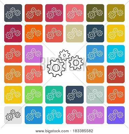 Vector modern gear setting icon set in button.