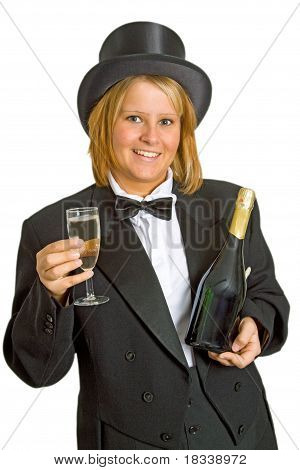 Frau mit Sekt
