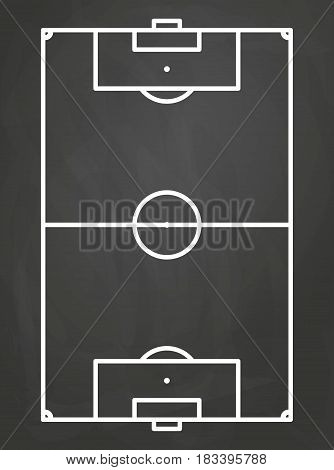 vector illustration of soccer field on an black board background