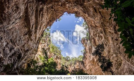 Ceiling on a cave with a shape of a heart