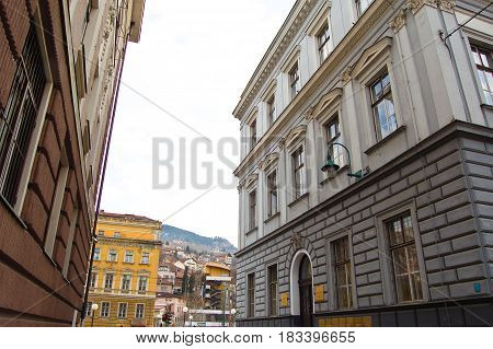 23 may 2009-sarajevo-bosnia-Palace on the street of Sarajevo bosnia