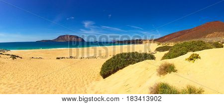 Beach sand, blue sky and amazing landscape
