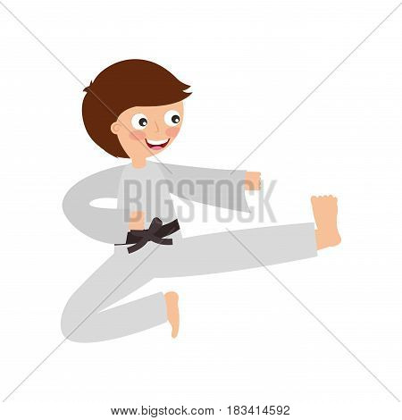 little boy karateka icon vector illustration design