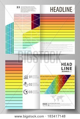 Business templates for bi fold brochure, magazine, flyer, booklet or annual report. Cover design template, easy editable vector, abstract flat layout in A4 size. Bright color rectangles, colorful design with overlapping geometric rectangular shapes formin