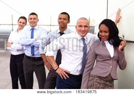 Portrait Of Business multi Team Outside Office