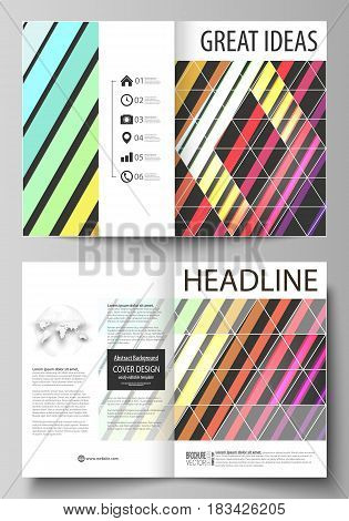 Business templates for bi fold brochure, magazine, flyer, booklet or annual report. Cover design template, easy editable vector, abstract flat layout in A4 size. Bright color rectangles, colorful design with geometric rectangular shapes forming abstract b