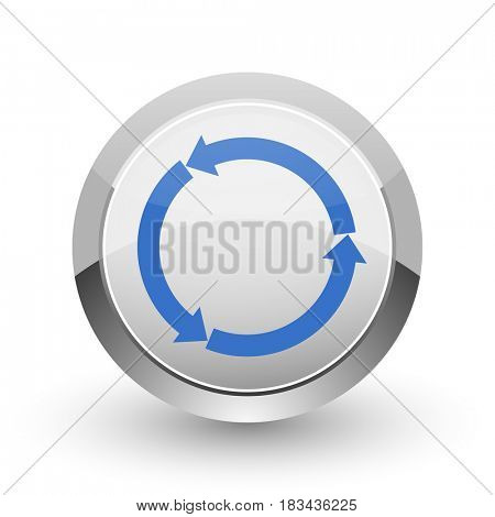 Re blue  glossy web chrome border web and smartphone apps design round glossy icon.