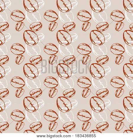 seamless beige pattern with coffee beans, idea for cafe
