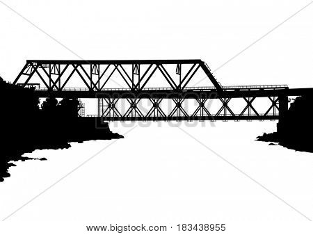 Modern metal bridge on a white background