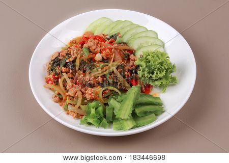 Fried Spicy Basil With Minced Pork .