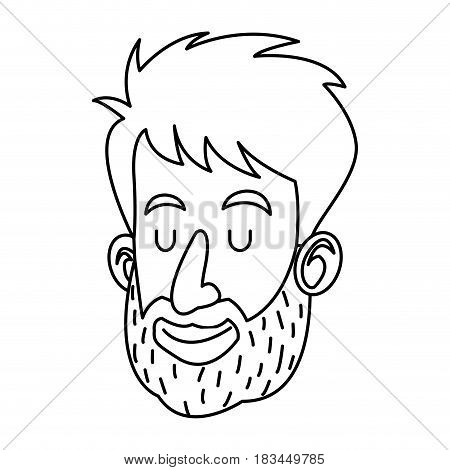 avatar face man beard close eyes outline vector illustration