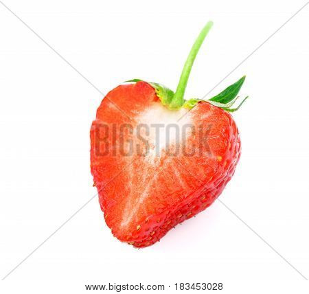 Half of strawberry isolated on white background