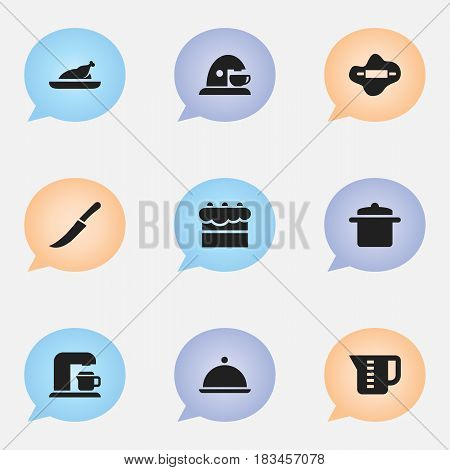 Set Of 9 Editable Cooking Icons. Includes Symbols Such As Salver, Dough, Drink Maker And More. Can Be Used For Web, Mobile, UI And Infographic Design.