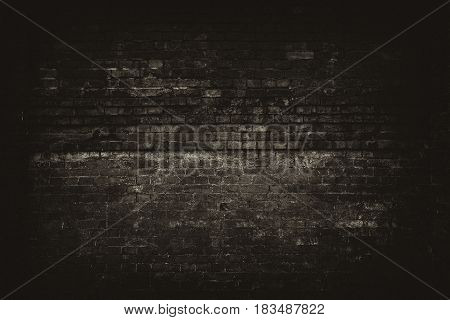 Vintage brick wall. Old grunge interior with brick wall