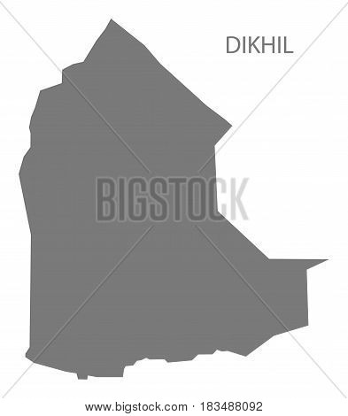 Dikhil Djibouti Map grey illustration silhouette shape