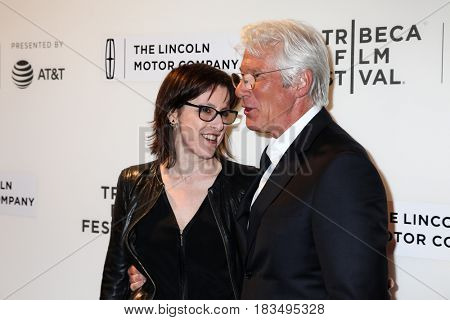 NEW YORK, NY - APRIL 24: Actor Richard Gere with guest  attends 'The Dinner' Premiere at BMCC Tribeca PAC on April 24, 2017 in New York City.