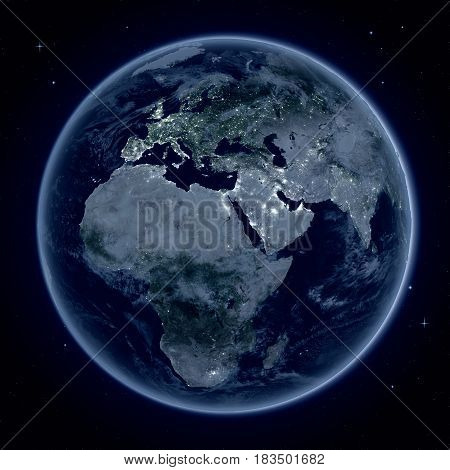 Emea Region At Night From Space