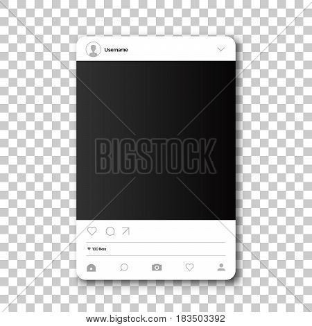 Social network photo frame. Post template framework. Insert your picture. Vector illustration.