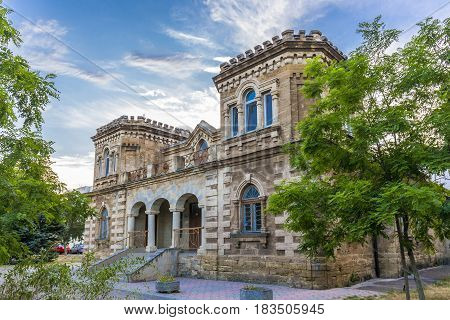 View on classic style building fascade in Evpatoria town, Crimea