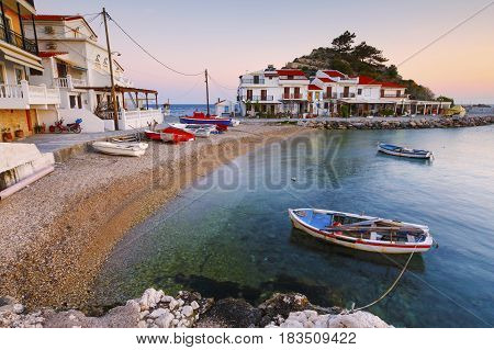 Picturesque Kokkari village on Samos island, Greece.