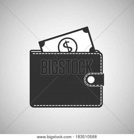 Purse and money icon isolated on white backgroundVector illustration. Eps 10.
