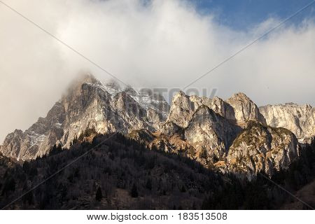 Beautiful mountain scenery from Fleres valley near Brenner Pass Italy