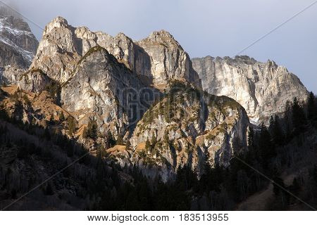 Beautiful mountain scenery from Fleres valley near Brenner Pass Italy