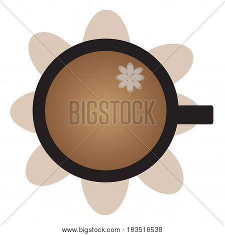 black mug on beige serviette, vector picture for coffee shop