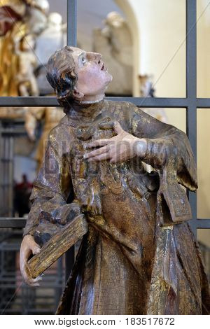 ZAGREB, CROATIA - FEBRUARY 15: Saint Francis Xavier, old altar of St. Stephen and St. Donatus in church of Saint Mark, Zagreb, Croatia on February 15, 2015.