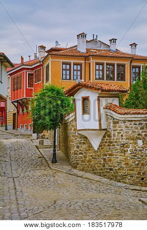 Street of an Old Town of Plovdiv Bulgaria