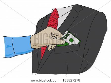 Money corruption offer dirty bribe suit hand